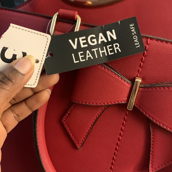 Vegan leather 4 piece red bag - Picture 5 of 5